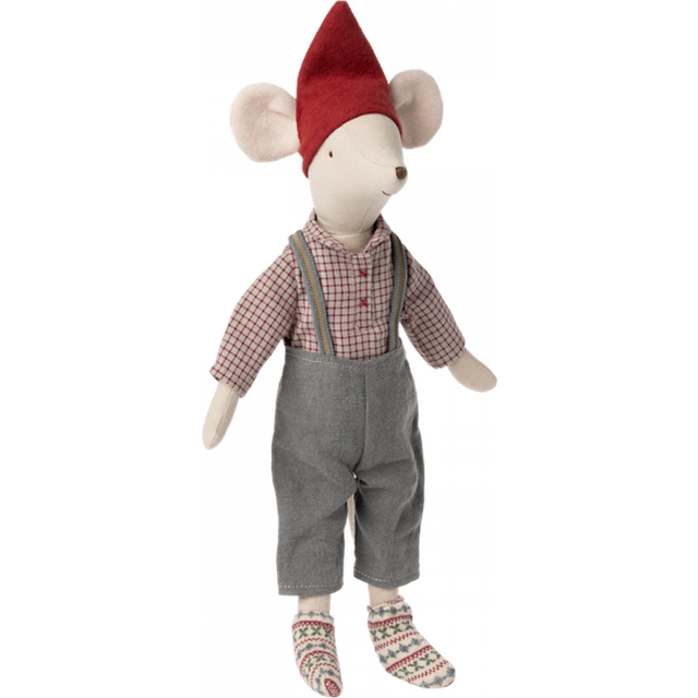 Billede af Maileg Medium Christmas Mouse Boy Overalls 33cm